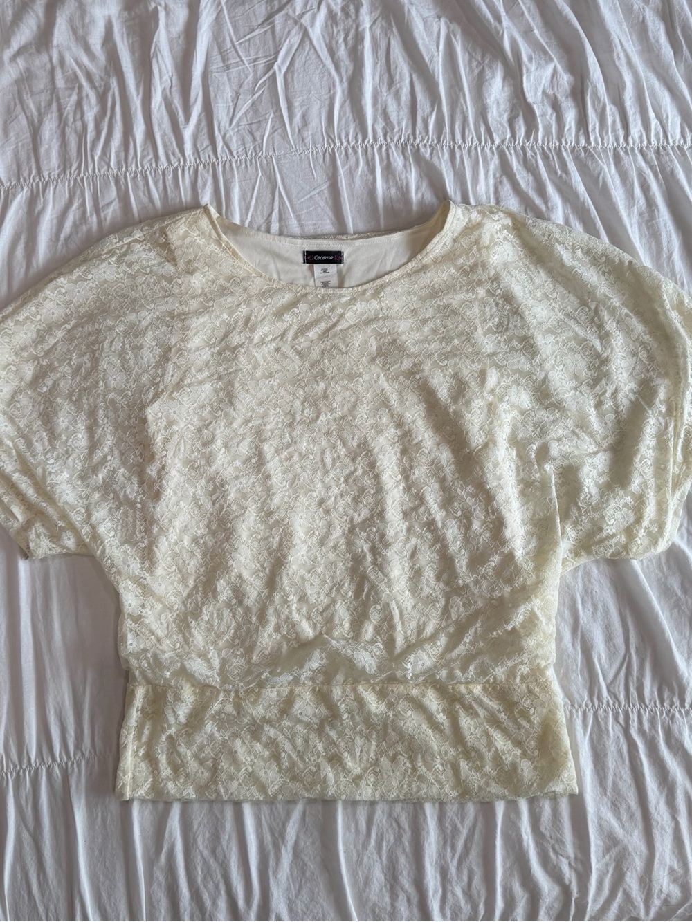 Cocomo Vintage Lace Dolman Draped Off The Shoulder Blouse